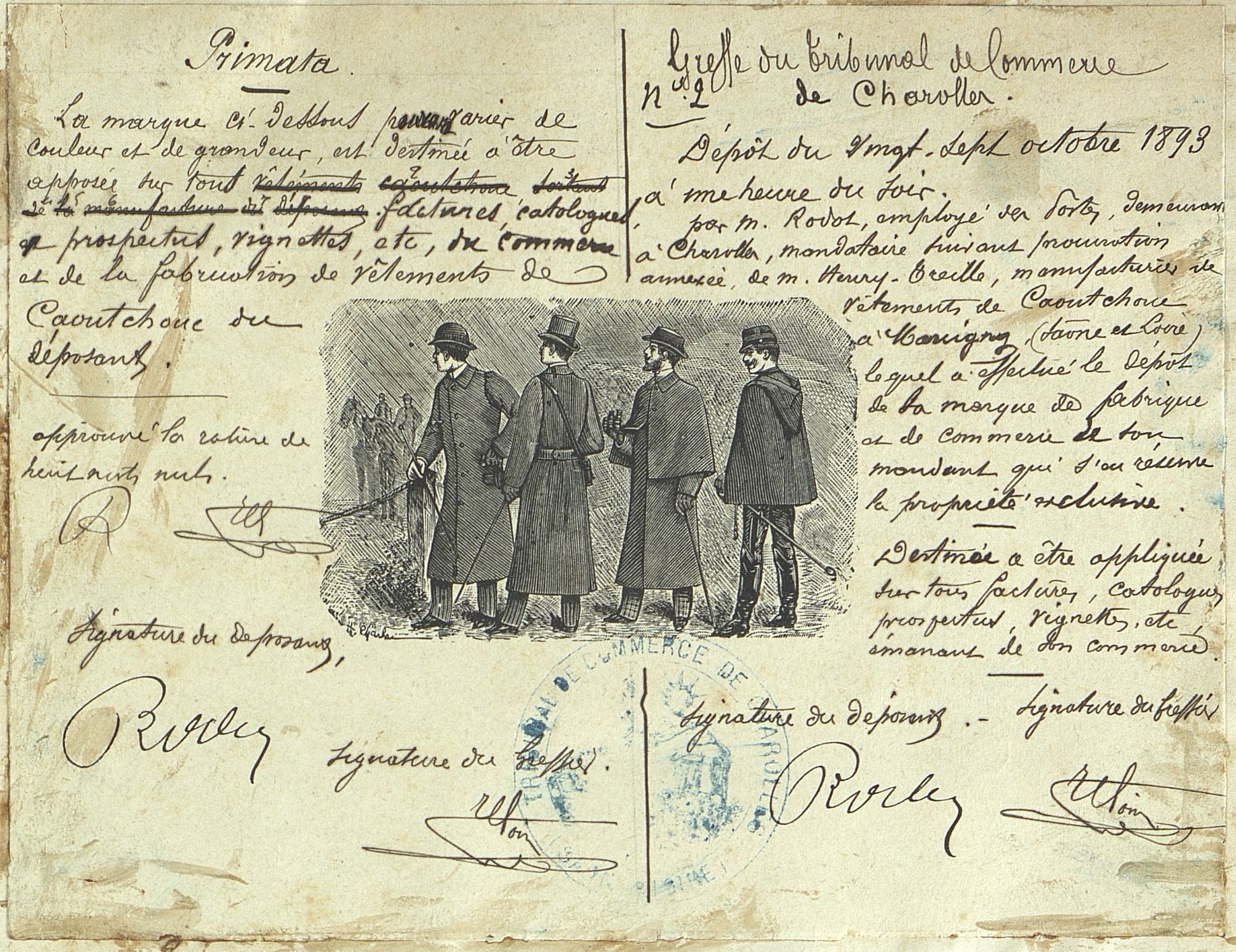 Marque de fabrique pour des imperméables charolais (6 U 971, 1893)