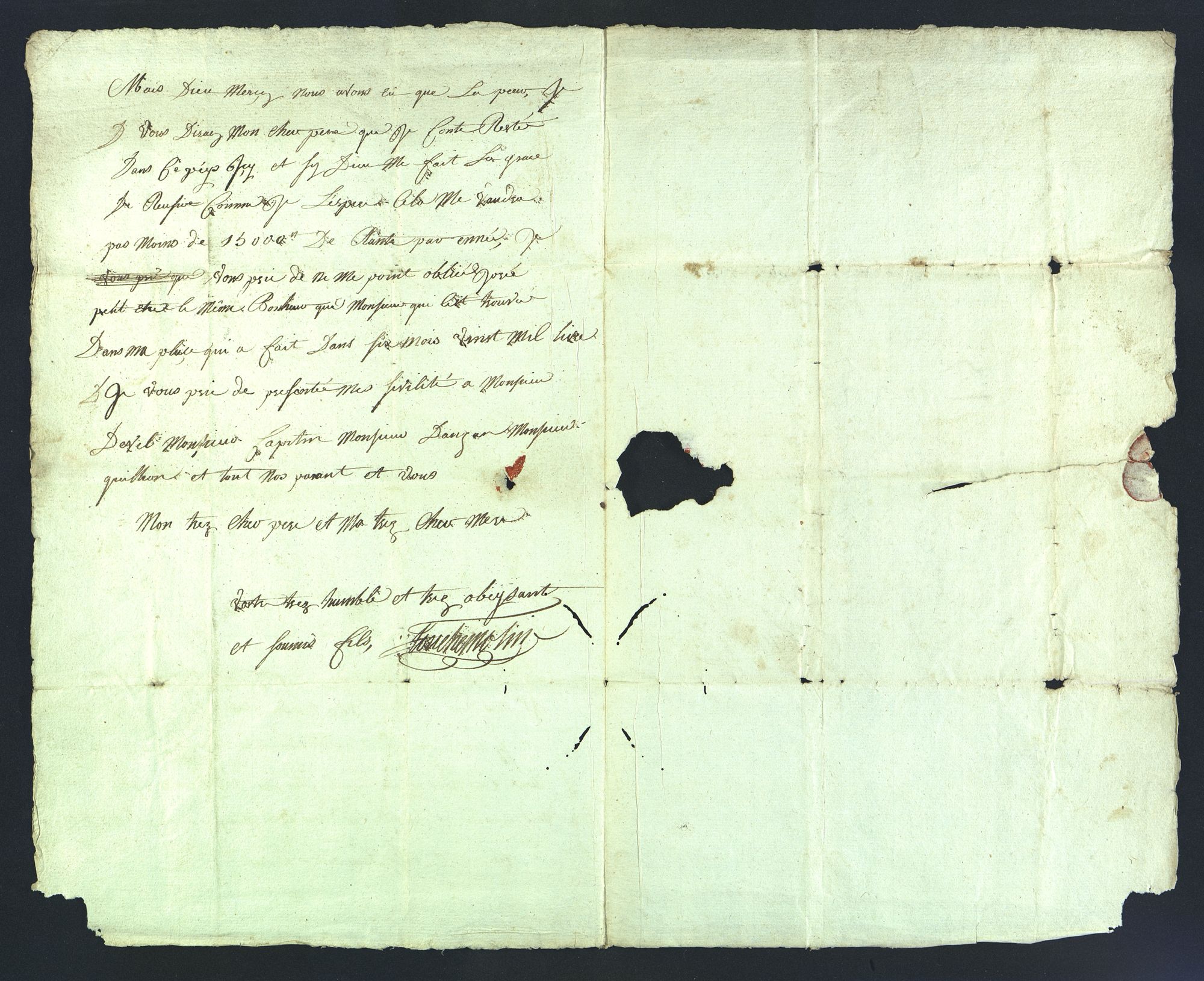 Lettre de Guillaume Touchemoulin à ses parents, 29 may 1842 - F 449 (AD 71)