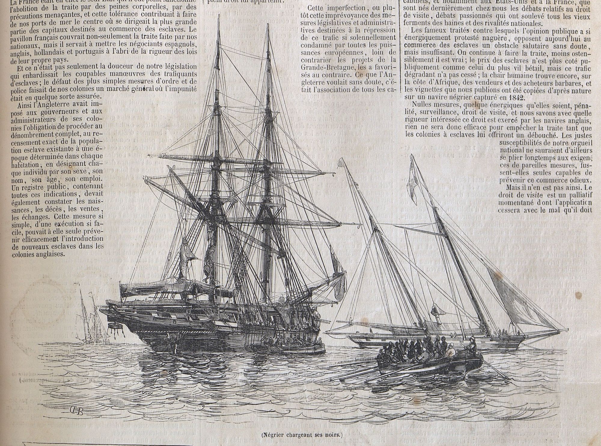 Chargement d'un navire négrier, journal L'Illustration de 1848 - PR 56/1 (AD 71)