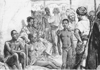 Gravure représentant un marché aux esclaves (BH BR / 2402).