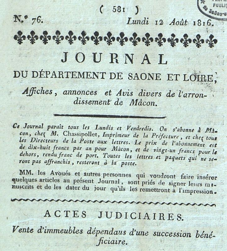 La presse en Saône-et-Loire au XIXème siècle