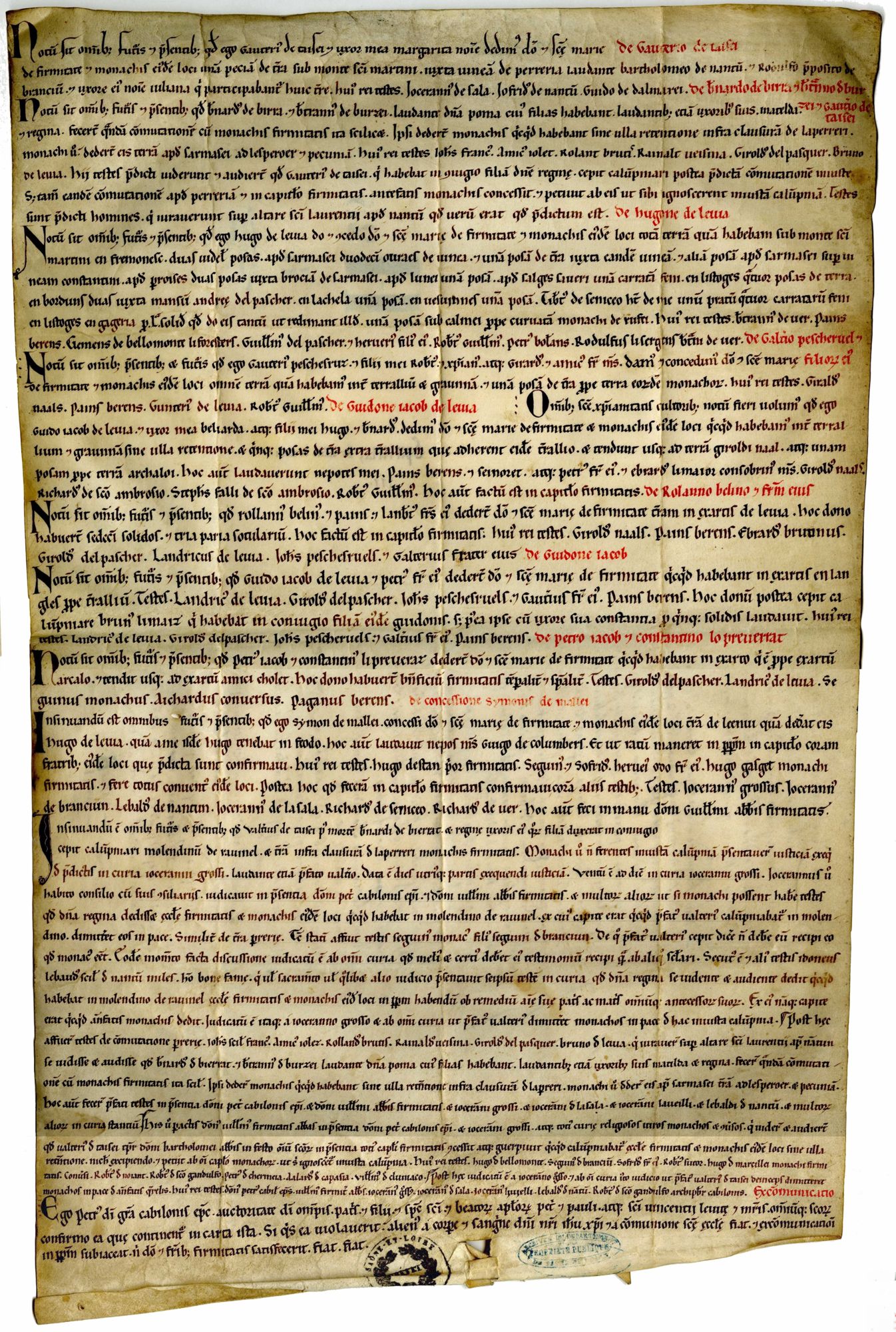 H25 pièce 8, Gautier de Taizey est contraint de restituer le moulin de Raveneau aux moines de la Ferté (1162) 