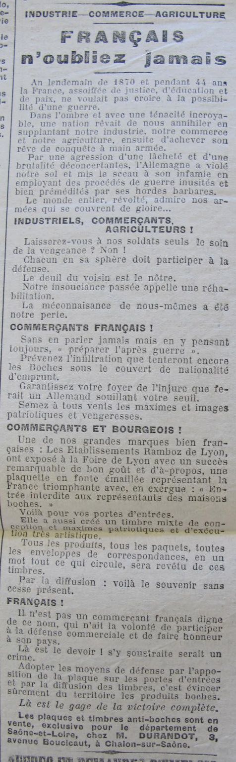 Le Progrès de Saône-et-Loire, 9 juin 1916. ADSL, PR 97/78