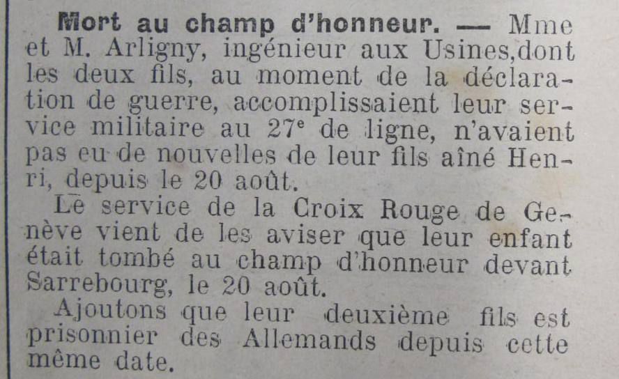 Le Progrès de Saône-et-Loire, 26 mars 1915. ADSL PR 97/76
