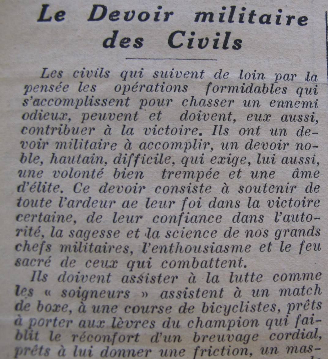 Le Progrès de Saône-et-Loire, 3 juillet 1915. ADSL, PR 97/79