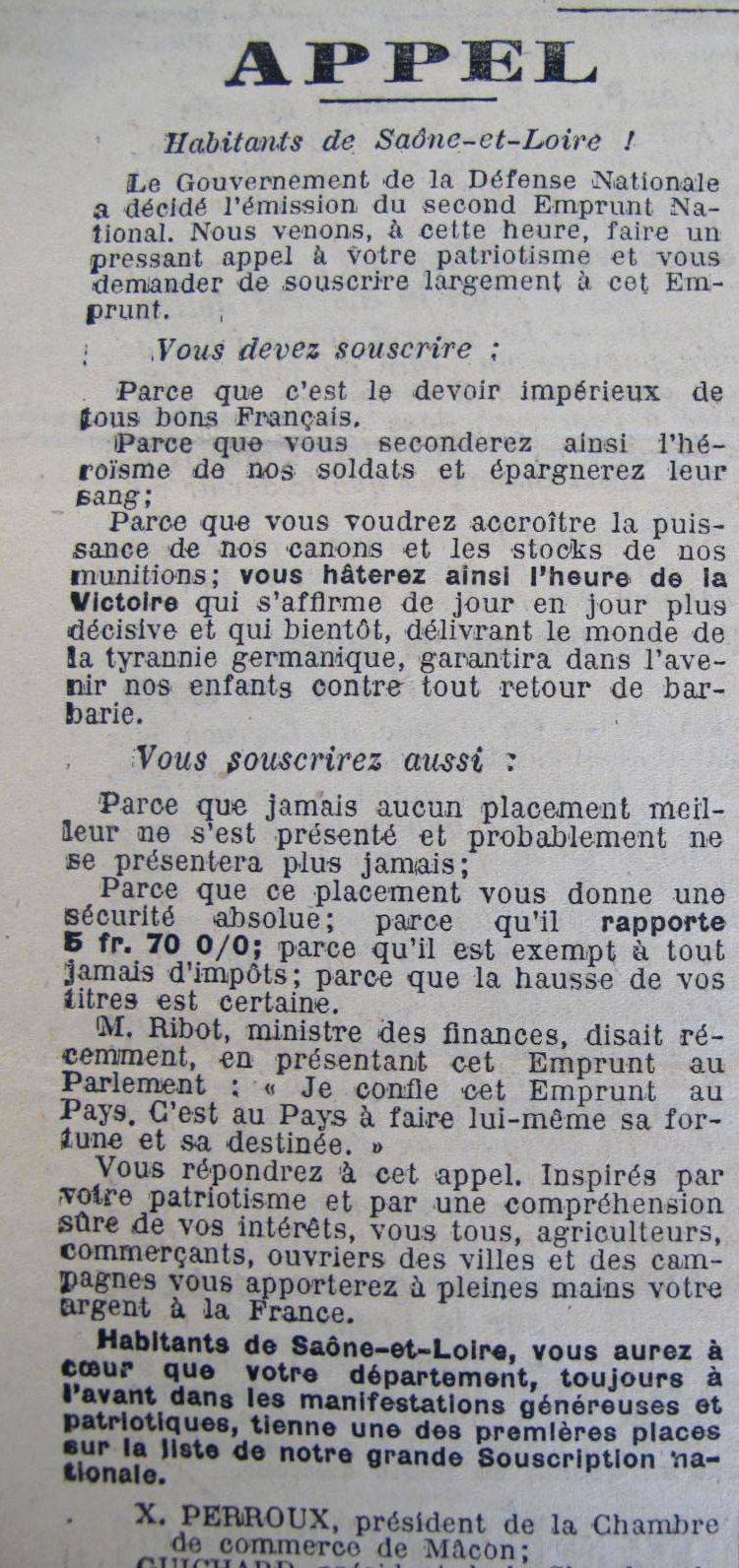 Le Progrès de Saône-et-Loire, 14 octobre 1916. ADSL PR 97/79