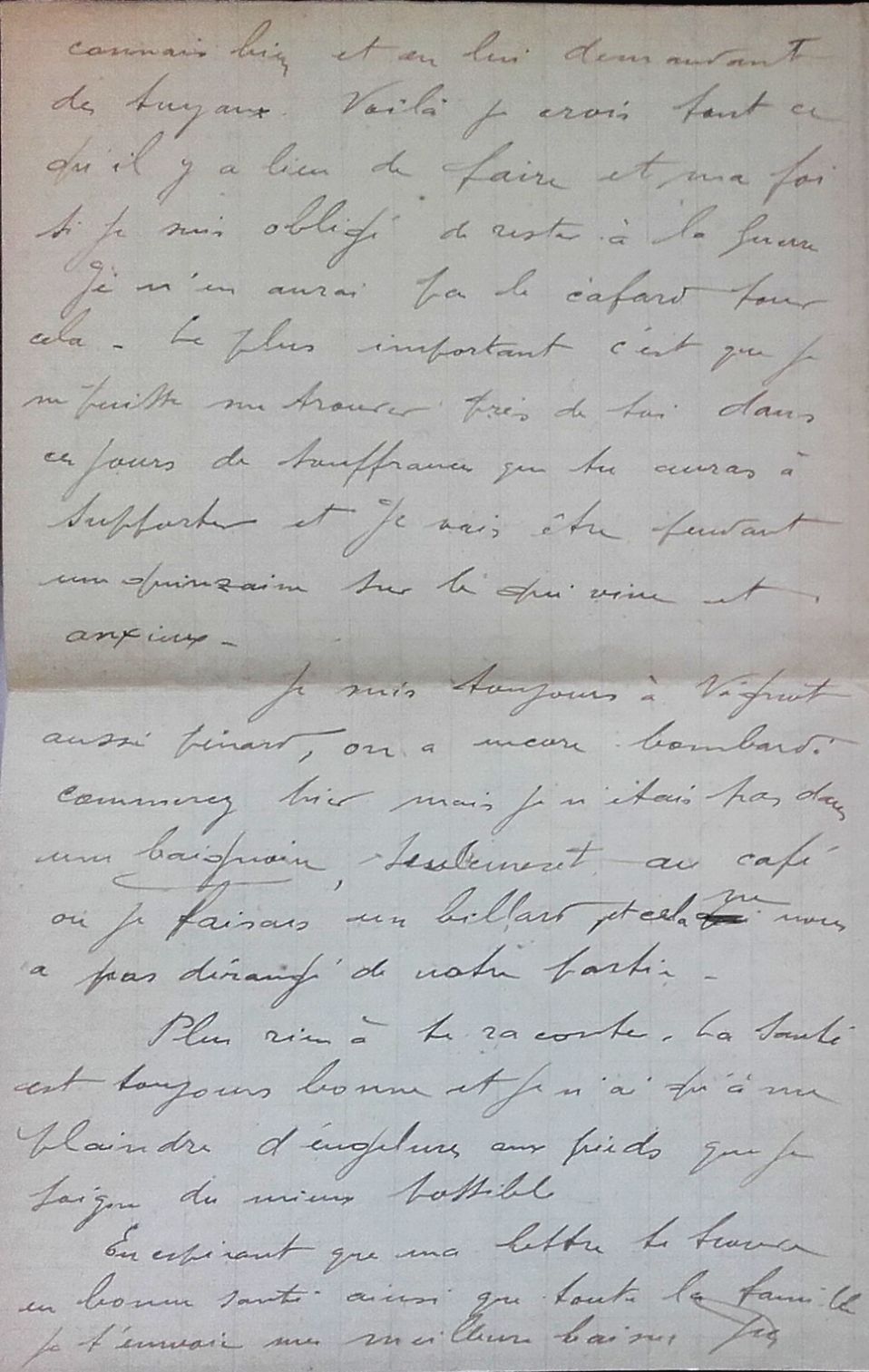 Lettre de Jean Jusot à son épouse Jeanne, 2 janvier 1915, page 4/4. CUCM, dépôt Famille Jusot