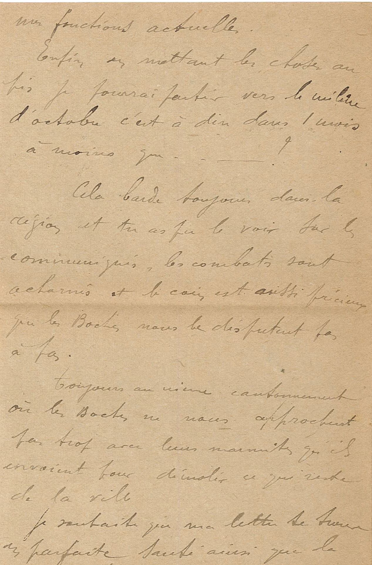 Lettre de Jean Jusot à son épouse Jeanne, 15 septembre 1918, page 4/4. CUCM, dépôt Famille Jusot