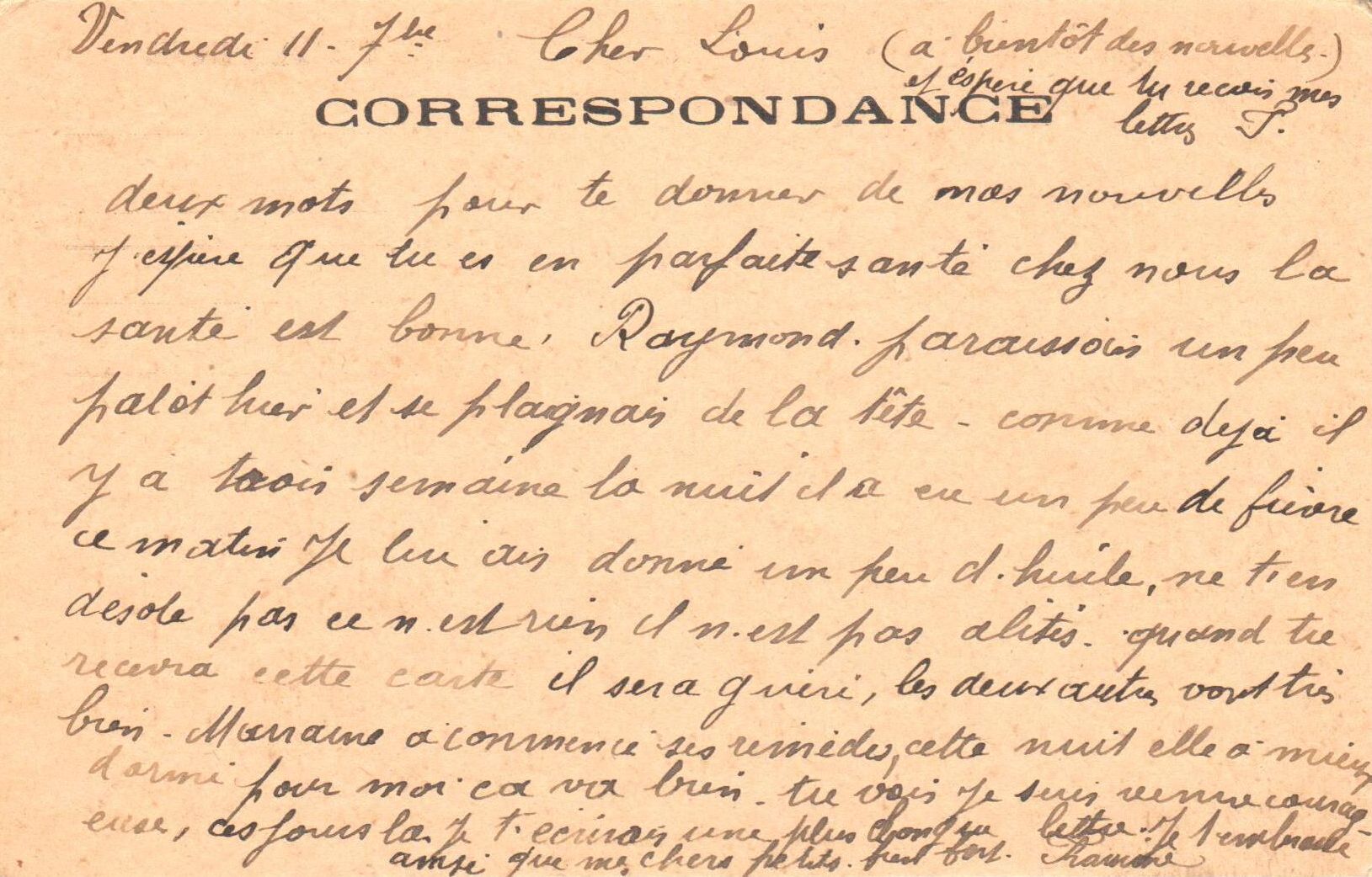 Francine à Louis, 11 septembre 1914. Extrait. Collection Rochette