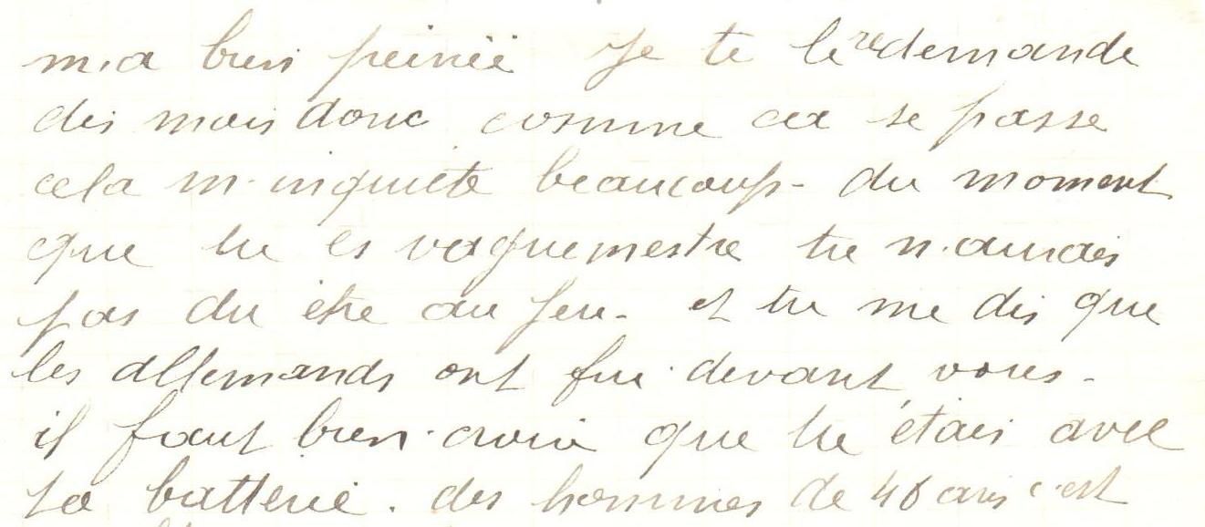 Francine à Louis, 21 septembre 1914, extrait. Collection Rochette